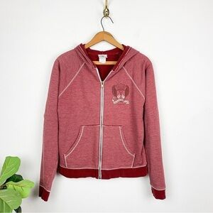 Y2K Hard Rock Cafe Red Zip Up Hoodie Sz M